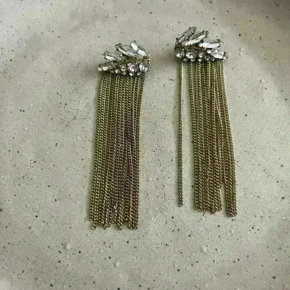 J.Crew PAVÉ FEATHER CHAIN DROP EARRINGS! Sold Out! - Picture 3 of 3